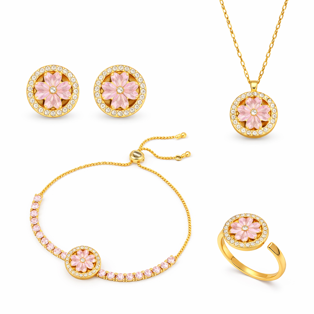 Set de Círculo con Trébol Rosa Interior 🍀