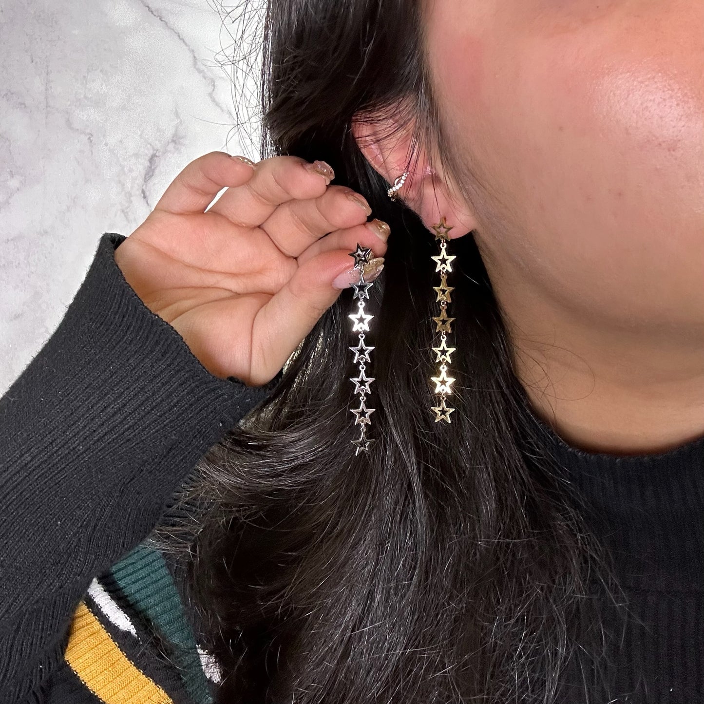 Aretes cadena de estrellas