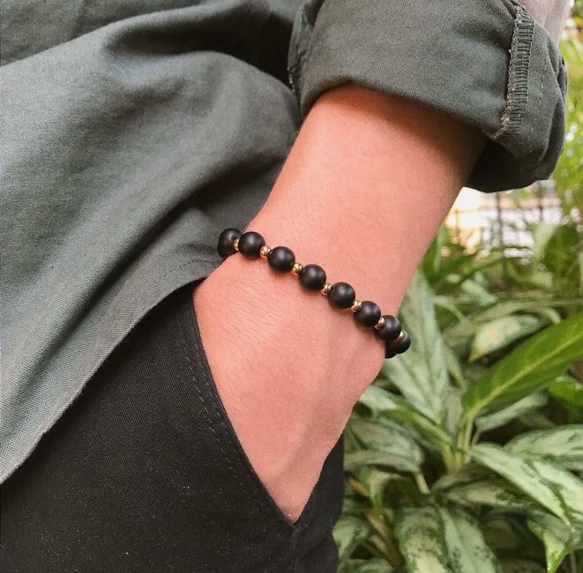 Pulsera ónix y balines
