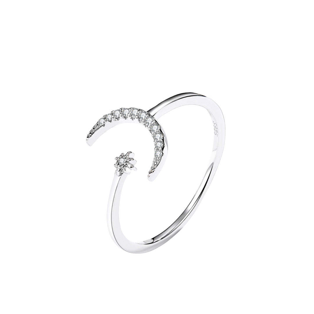 Anillo plata media luna y estrella