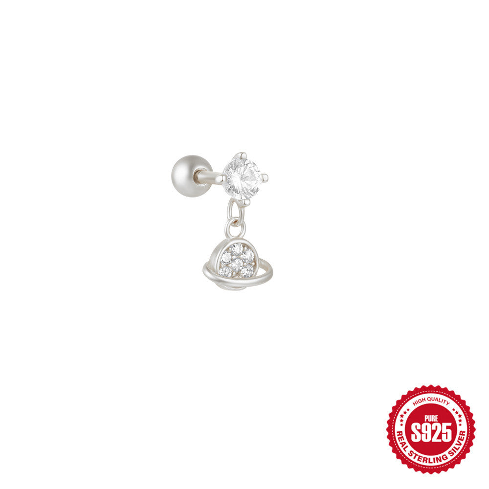 Piercing Individual de Plata Zirconia con Colgante Inferior 🌸