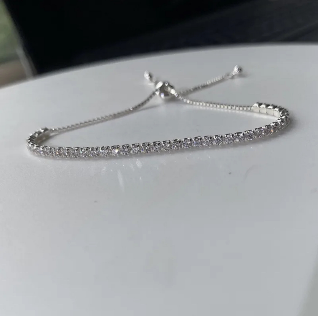 Pulsera zirconia ajustable plata
