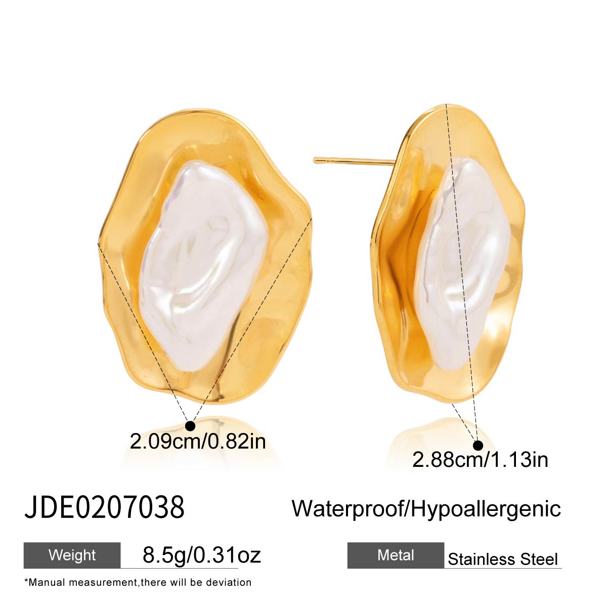 Arete Perla Barroca En El Centro Con Borde🤍