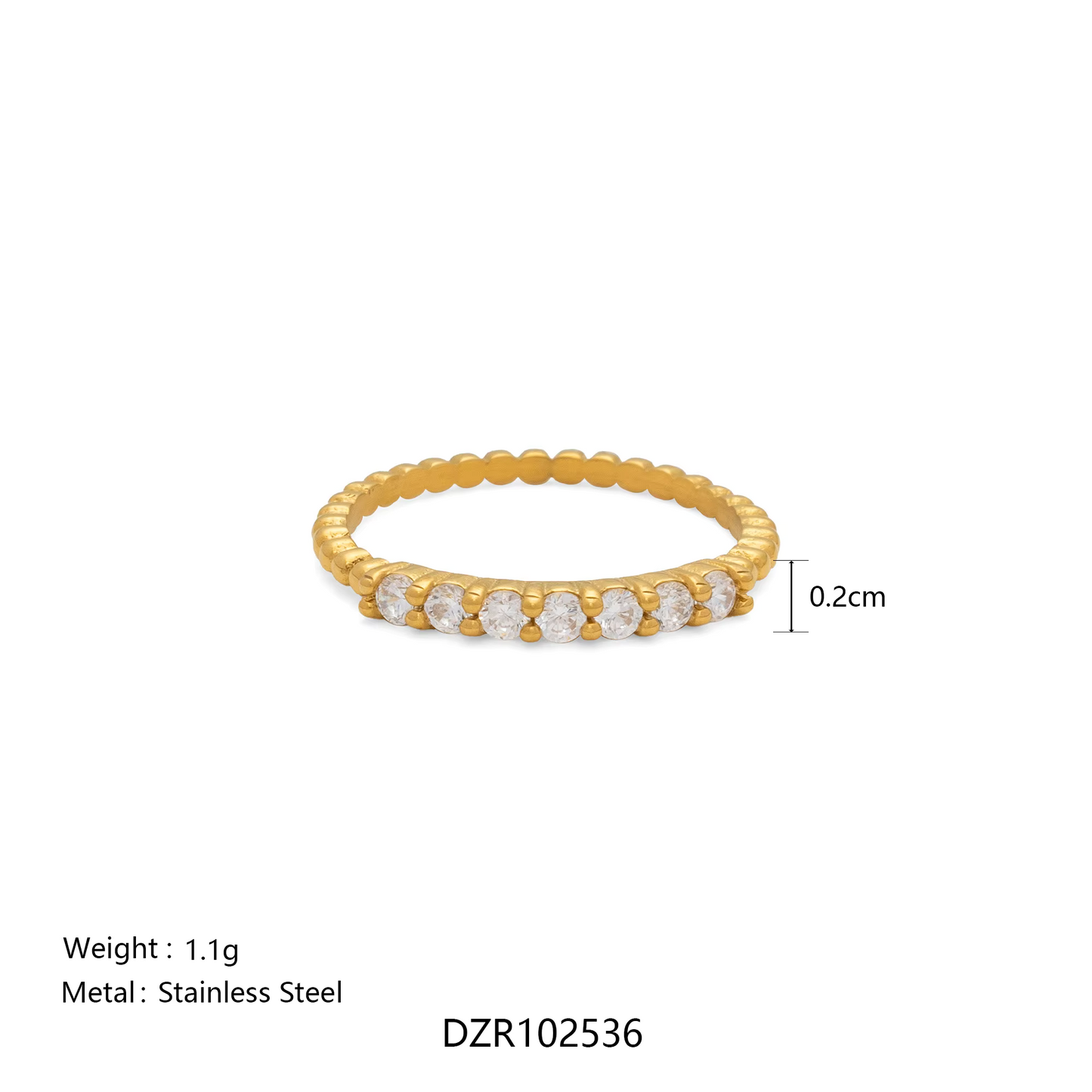 Anillo Banda de Zirconias✨ (Revisar cantidad por talla)