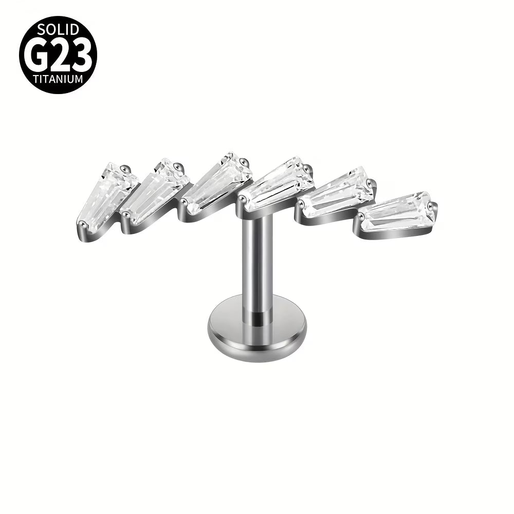 Titanio Flat Back barra zirconia baguette plateado