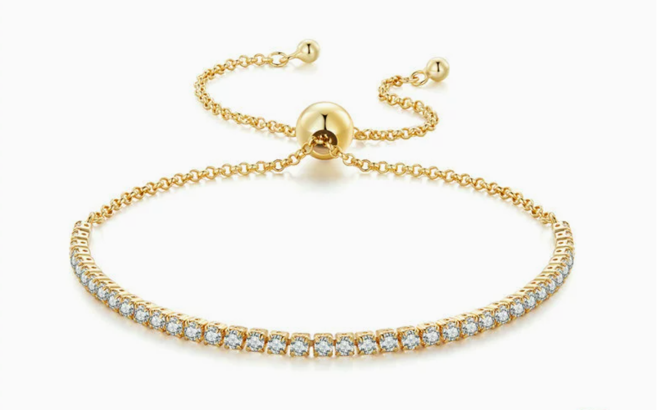 Pulsera zirconia ajustable plata