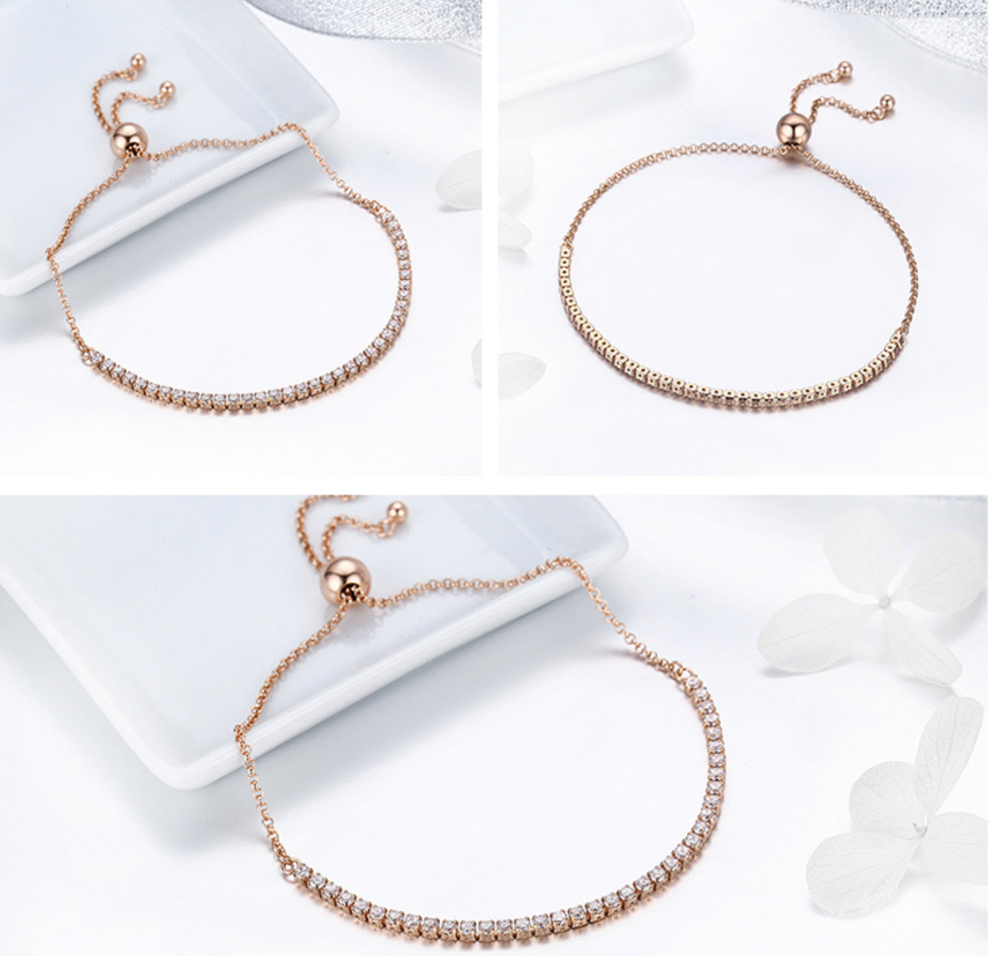 Pulsera zirconia ajustable plata