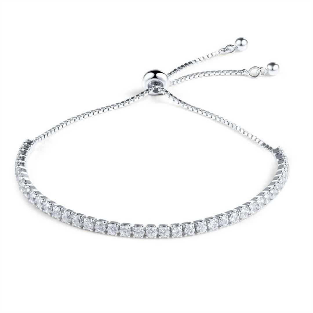 Pulsera zirconia ajustable plata