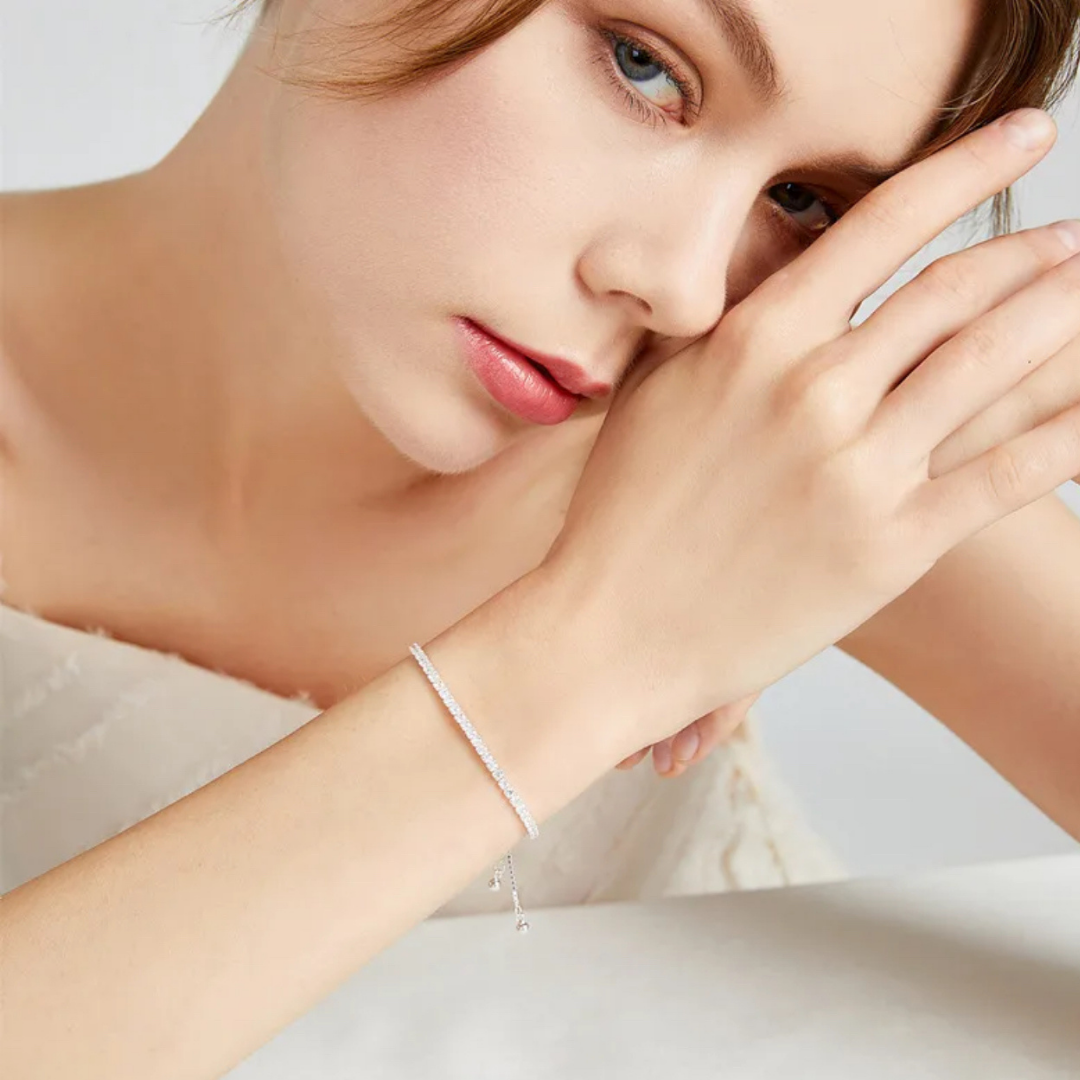 Pulsera zirconia ajustable plata