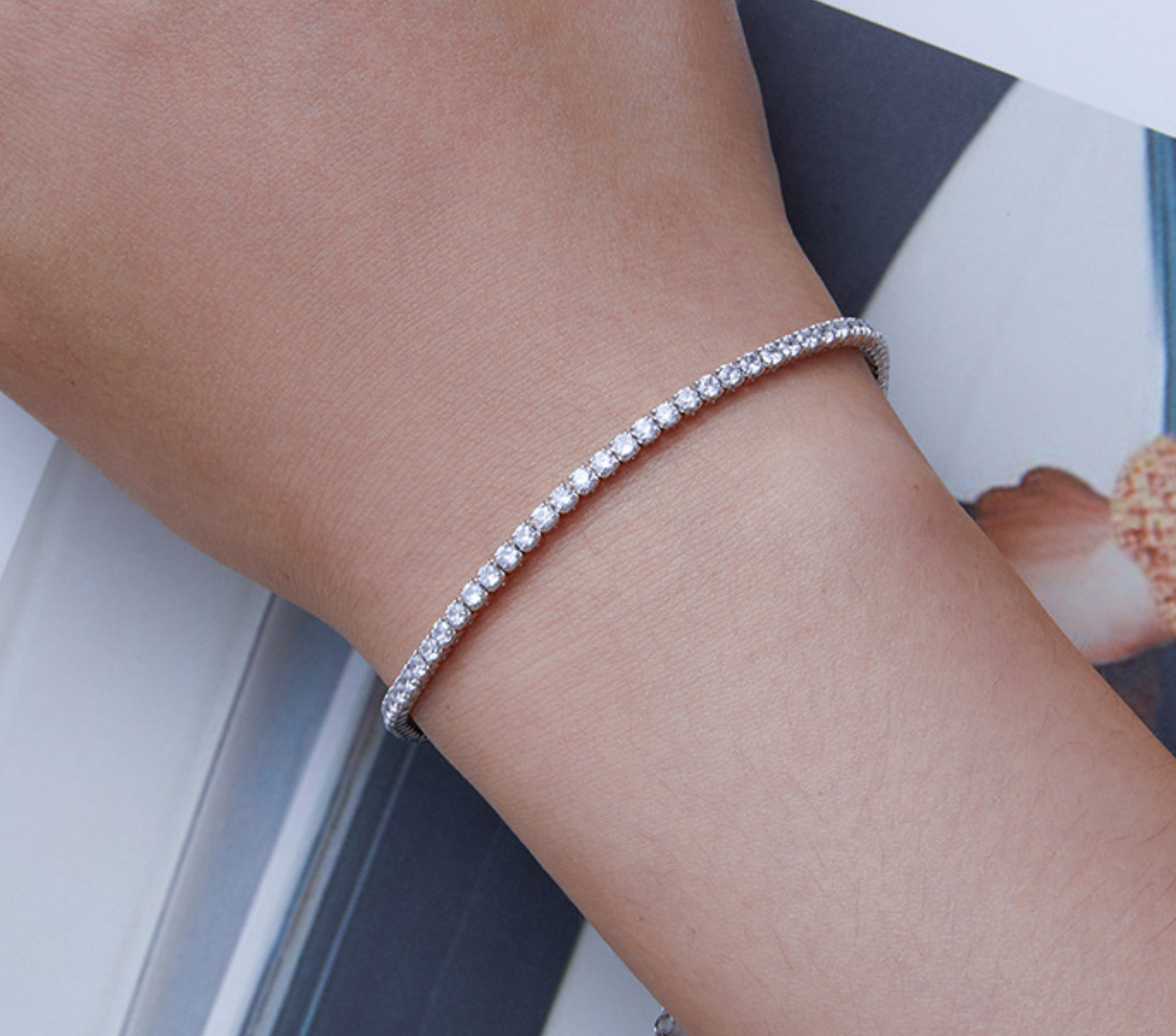 Pulsera zirconia ajustable plata