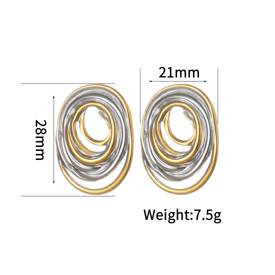 Stud remolino dorado y plateado