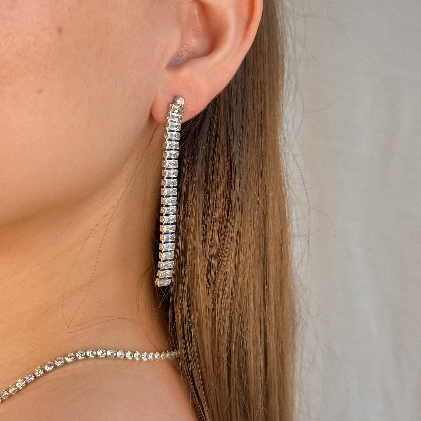 Aretes de zirconia rectangular