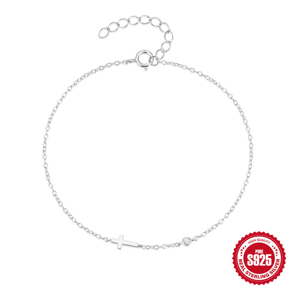 Pulsera de plata de cruz