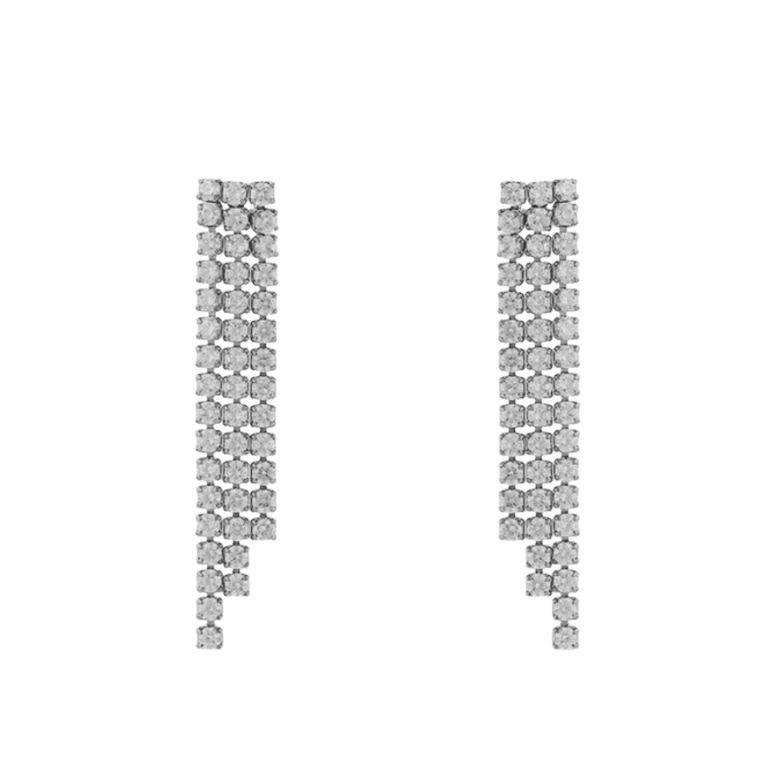 Aretes tres líneas de zirconia