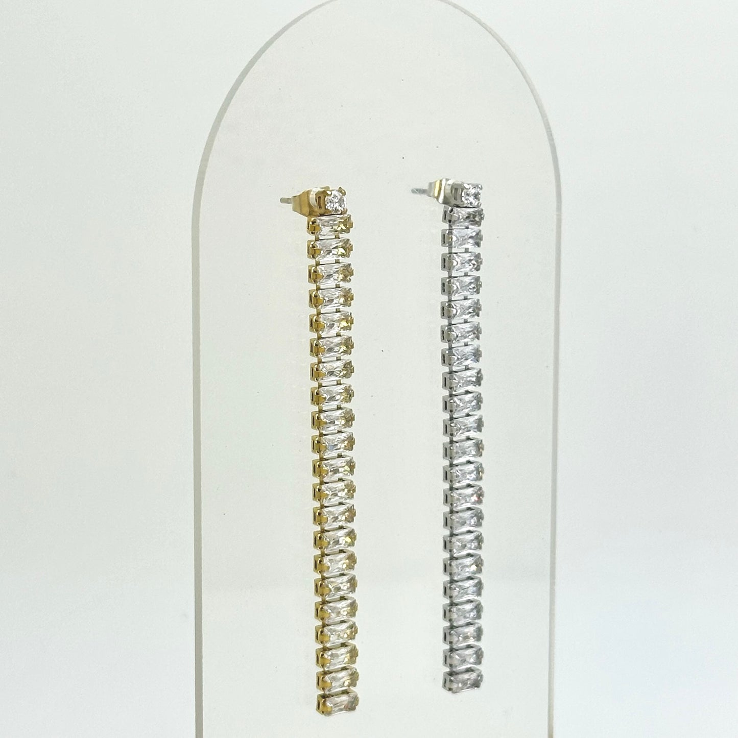 Aretes de zirconia rectangular