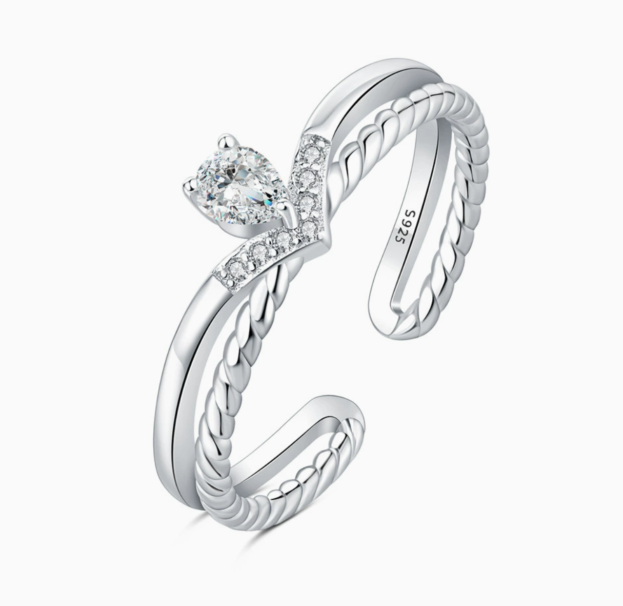 Anillo doble con piedra central