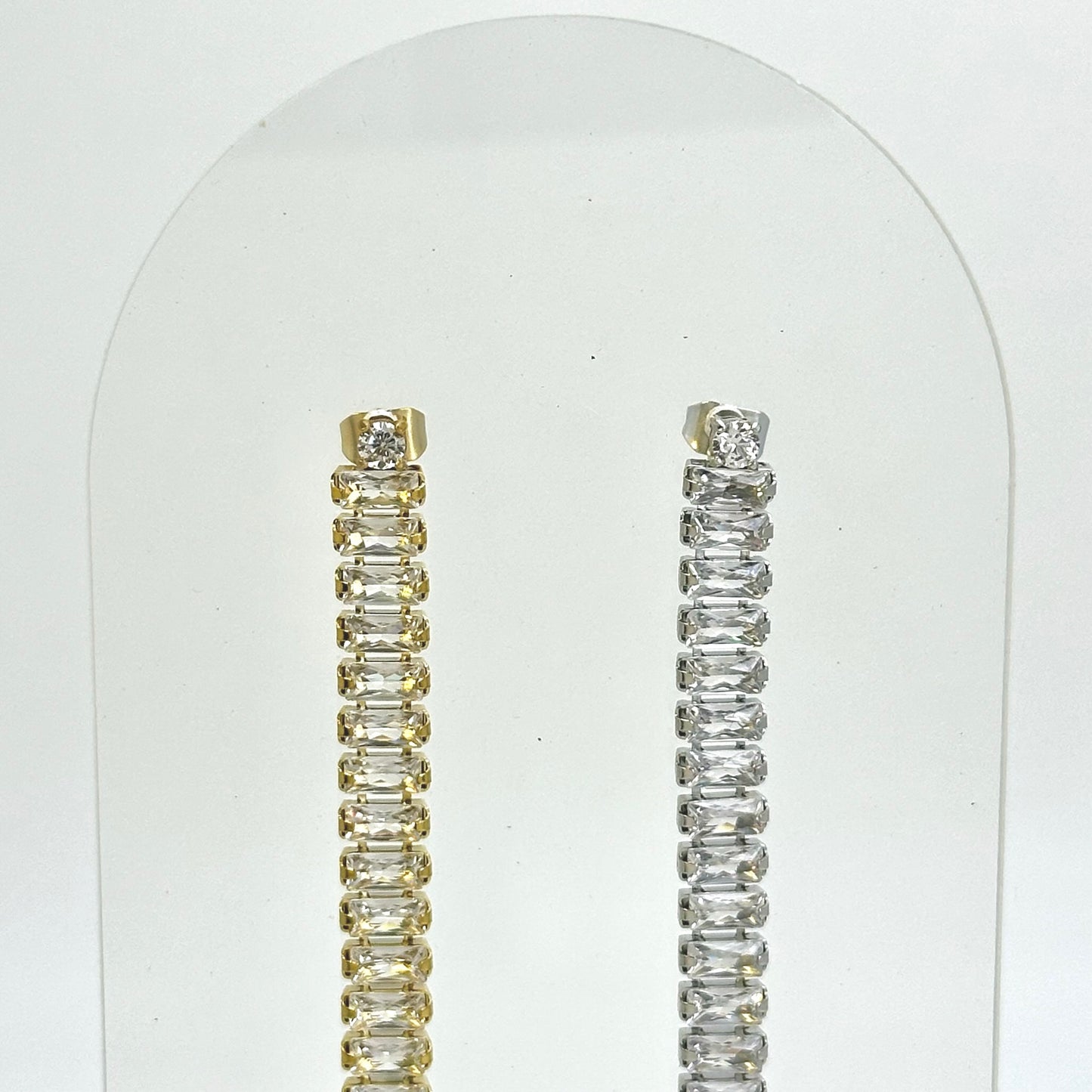 Aretes de zirconia rectangular