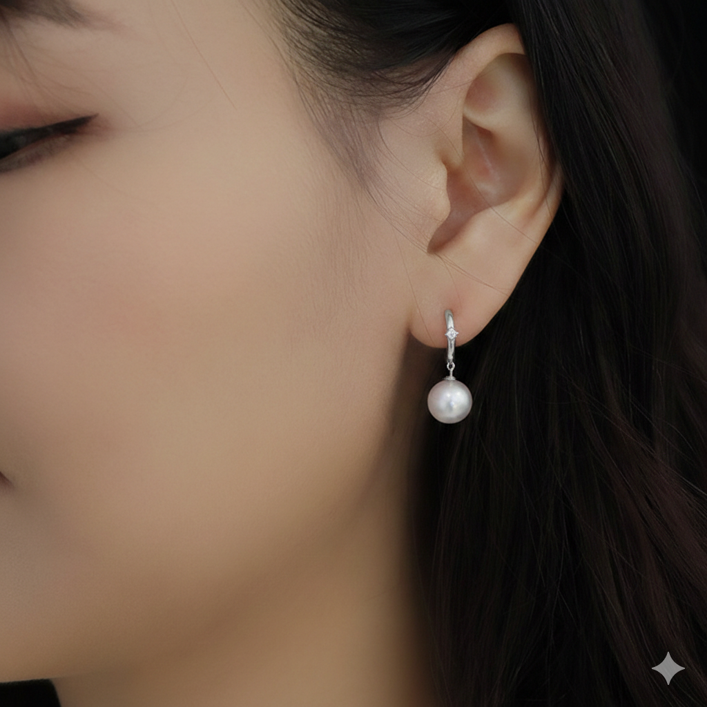 Argollas con Zirconia y Perla Colgante 🤍