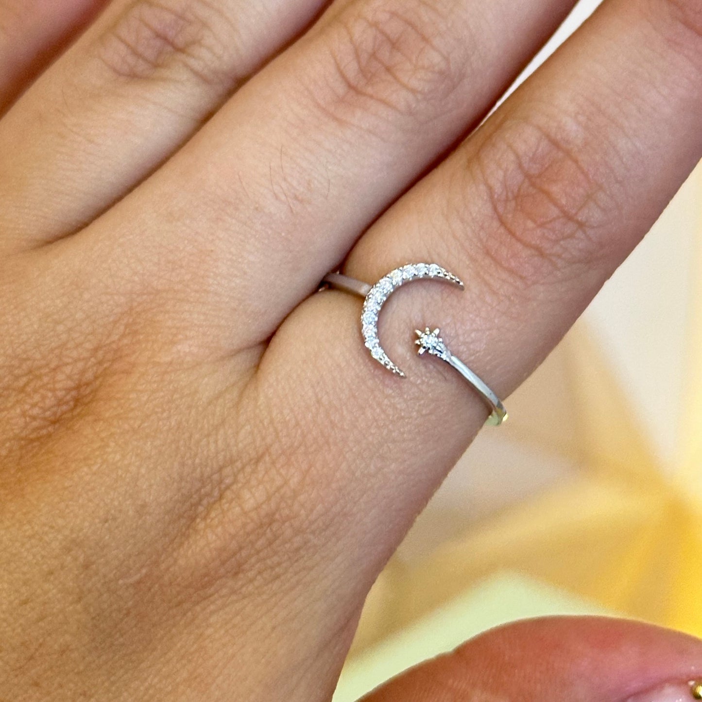 Anillo plata media luna y estrella