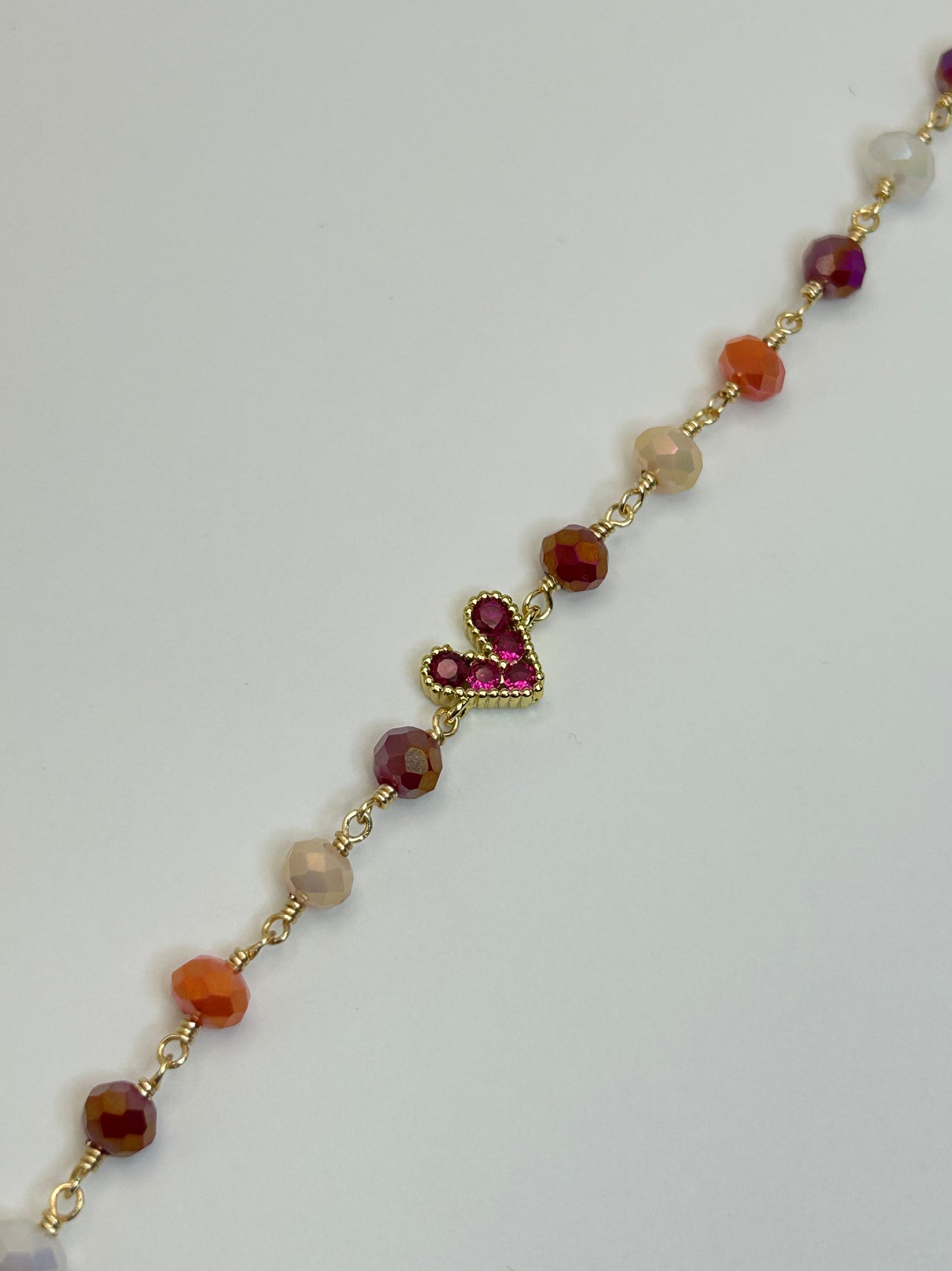 Pulsera de Cristales con Corazón Rojo de Zirconias❤️