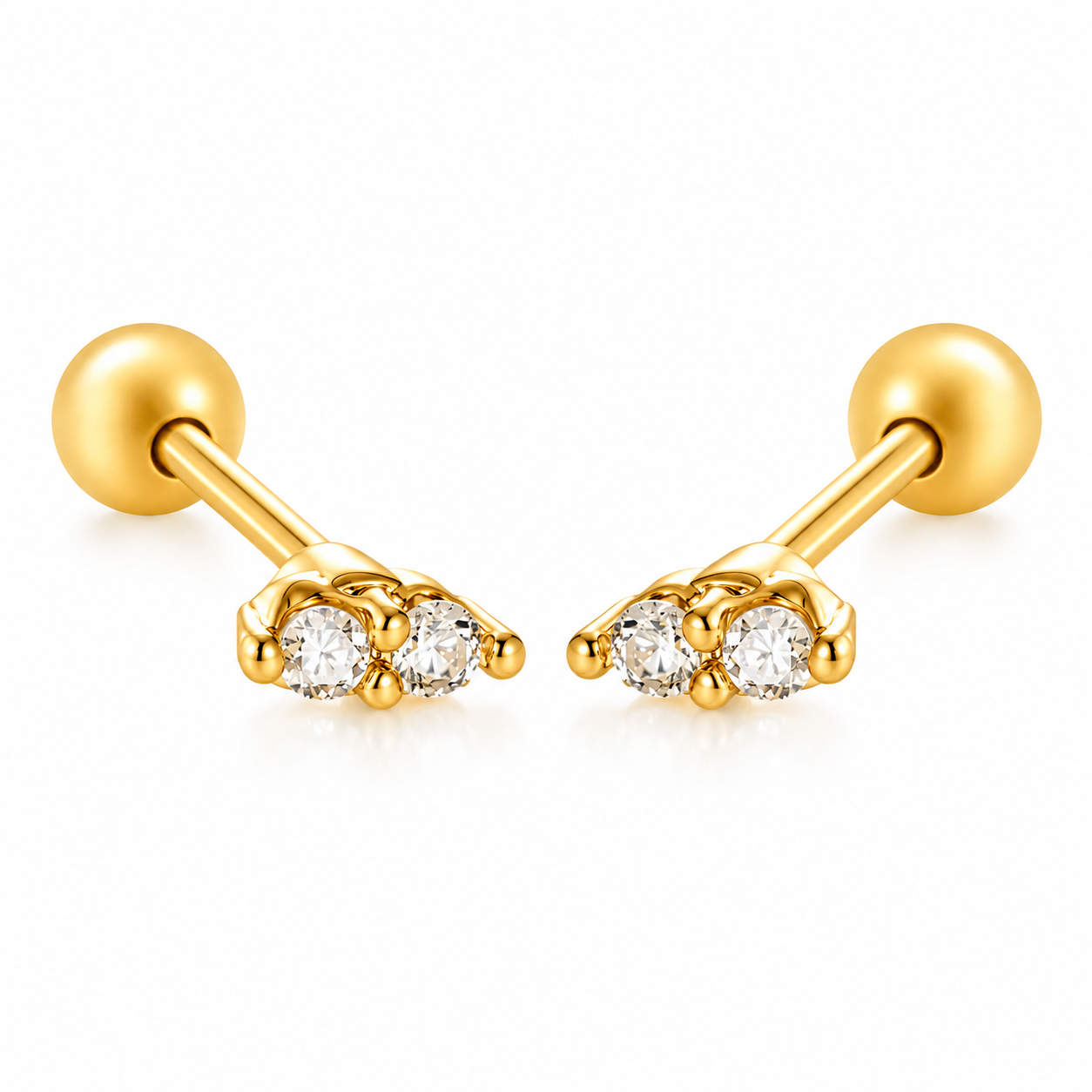 Piercing mini barra de dos piedras transparentes 💎