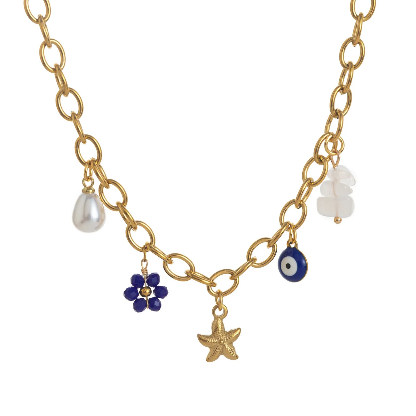 Collar Playero Multicharm Azul con Estrella Central 💙