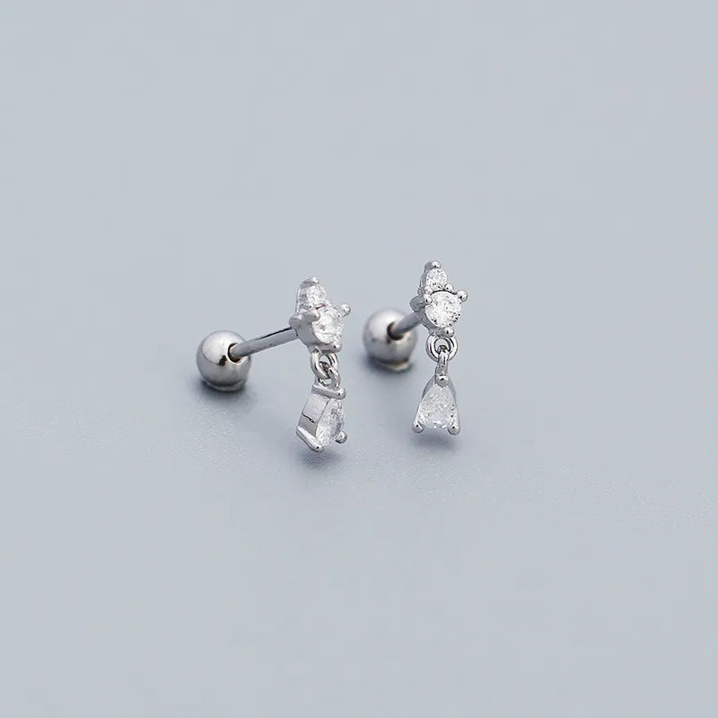 Piercing de Plata Brillo con Gotita Colgante 💧