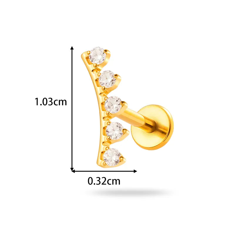 Piercing Titanio Flat Back Corona para Helix 👑