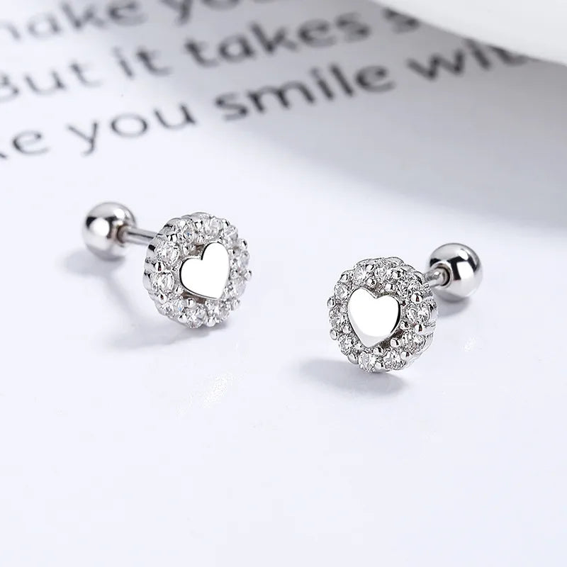 Piercing de plata corazón con borde de zirconia plateado 🤍