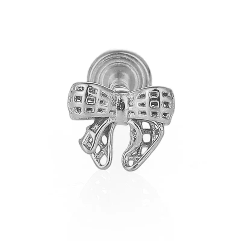 Piercing Flatback moño de maya plateada 🎀