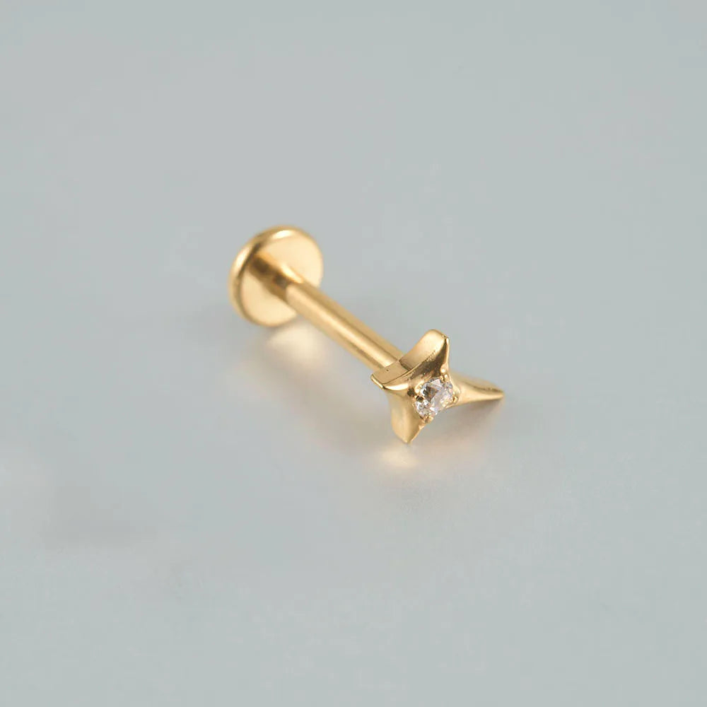 Piercing Titanio Flat Back Destello con Brillo ✨