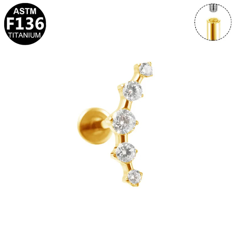Piercing Flatback 5 zirconias separadas 💎