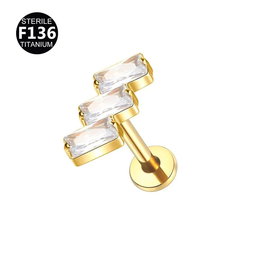 Piercing Titanio Flat Back 3 Rectángulos Juntos ▫️