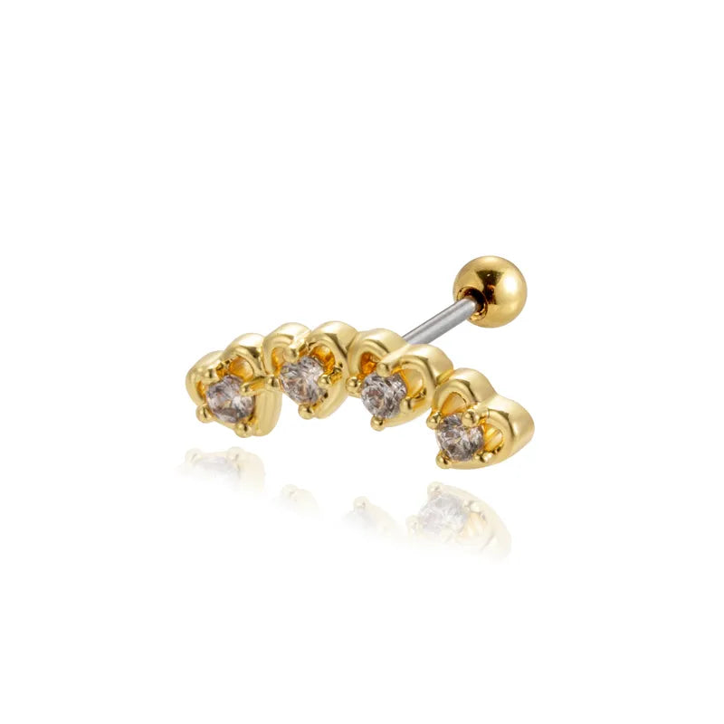 Piercing individual barra de corazones dorada 💛