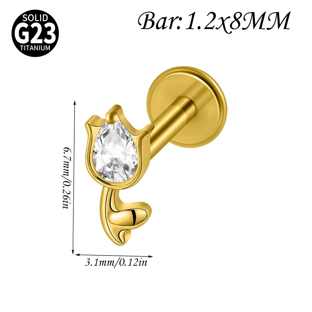 Piercing Titanio Flat Back Mini Tulipán 🌷