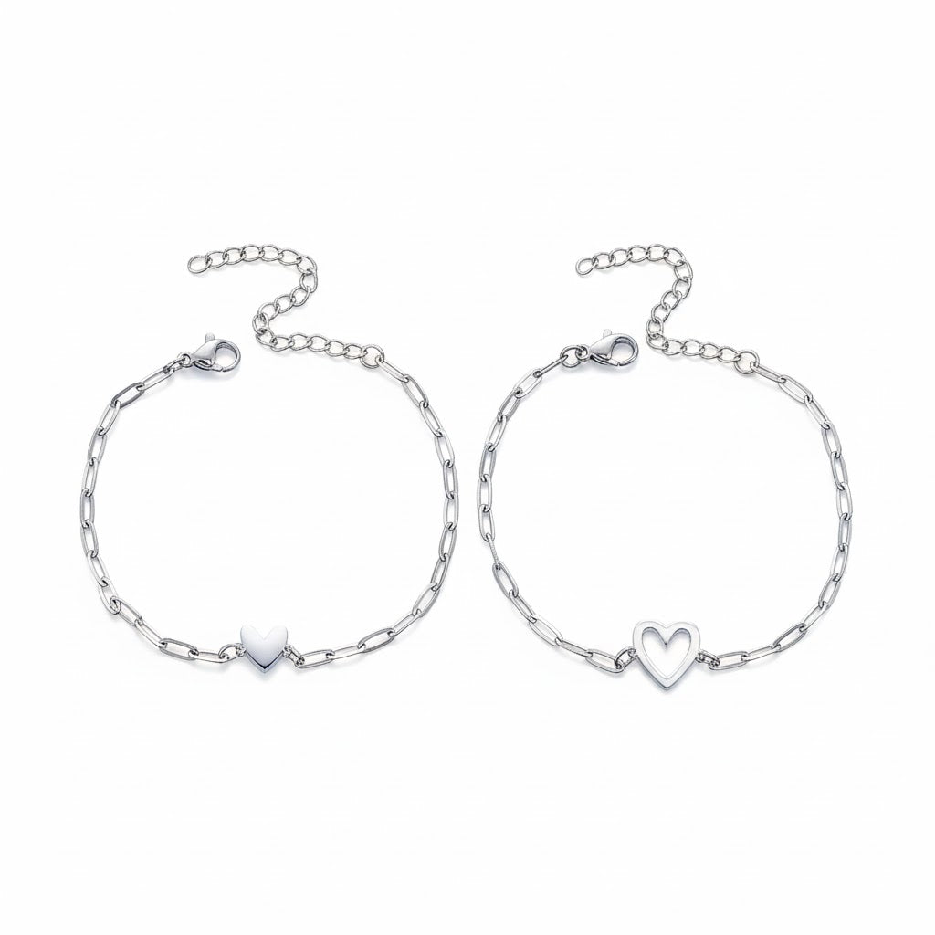 Pulsera Corazón Hueco y Lleno