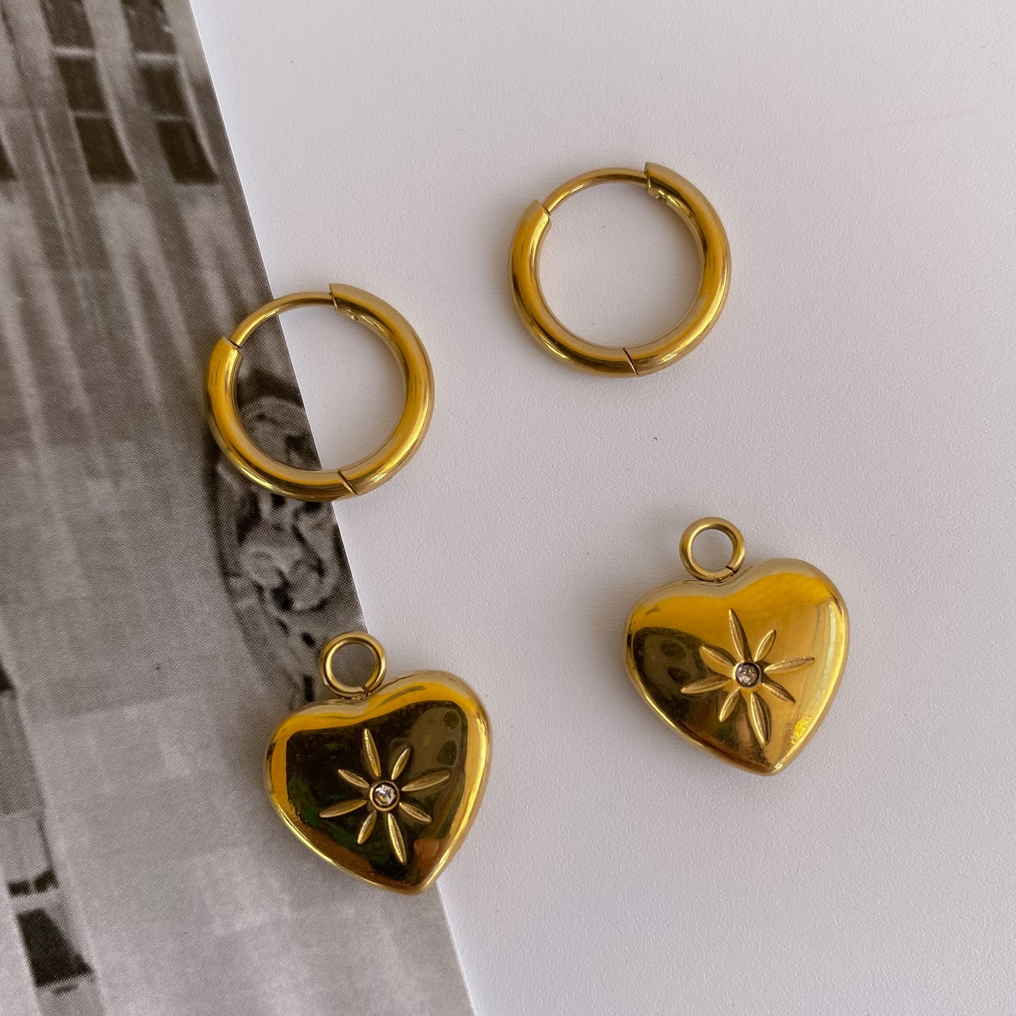 Hoops corazón con destello