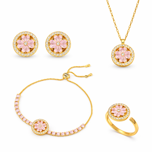 Set de Círculo con Trébol Rosa Interior 🍀