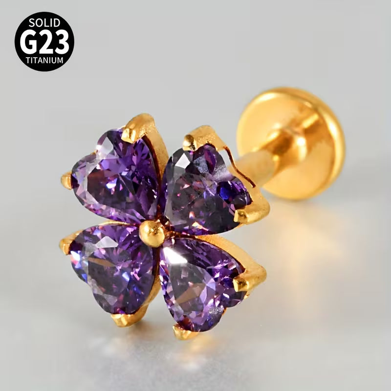 Titanio Flat Back flor morada