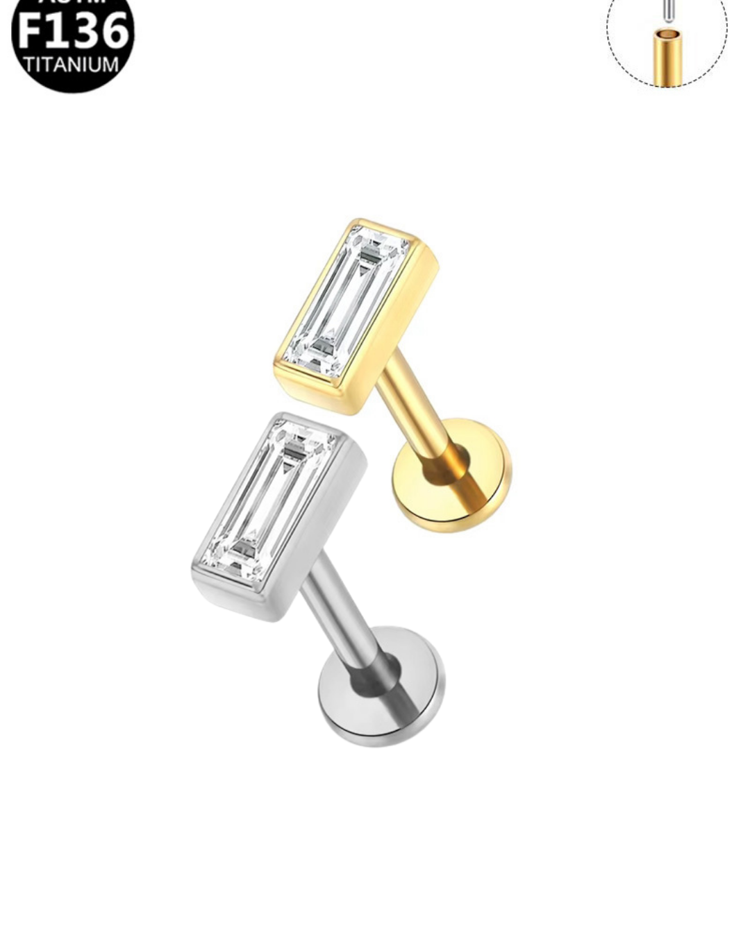 Piercing Rectangulo de Zirconia 🤍