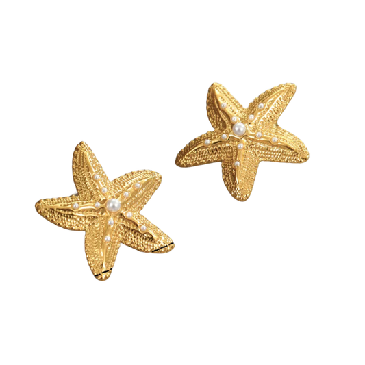 Aretes estrella con perlas