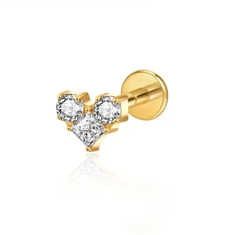 Titanio Flat Back corazón de cristal
