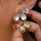 Aretes semi flor tres petalos
