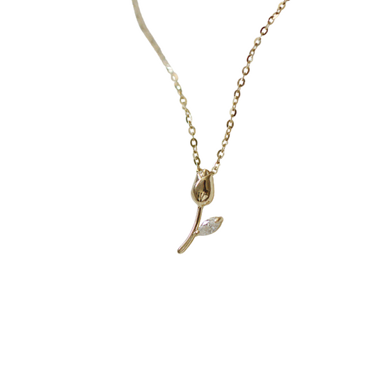 Cadena plata mini tulipán