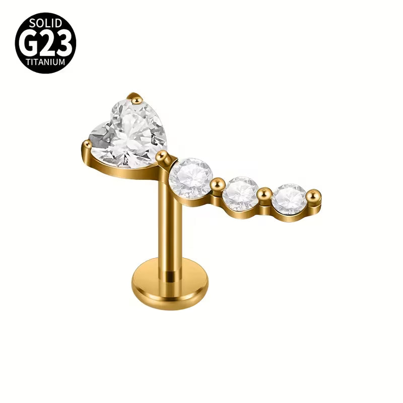 Titanio Flat Back corazón de zirconia