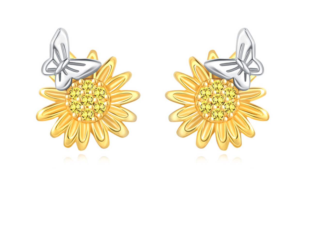 Stud de girasol con mariposa