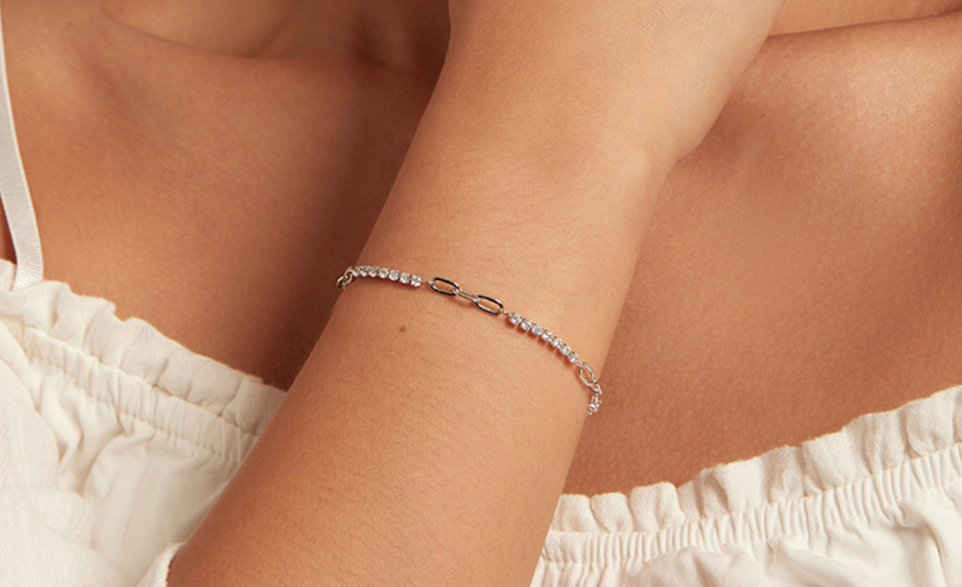 Pulsera de zirconias con paper clip