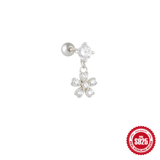 Piercing Individual de Plata Zirconia con Colgante Inferior 🌸