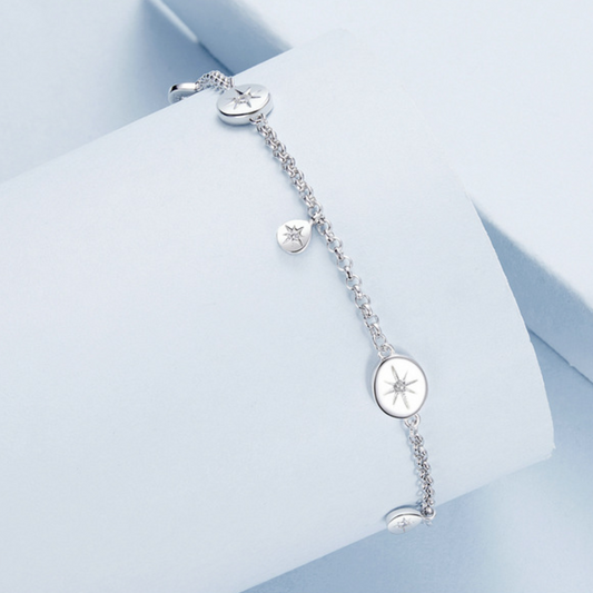 Pulsera de plata placas con destellos