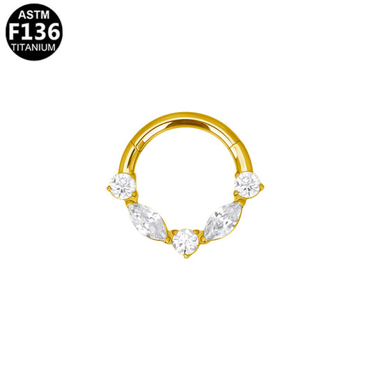 Piercing Argolla De 2 Zirconia Y Tres Zirconias💫